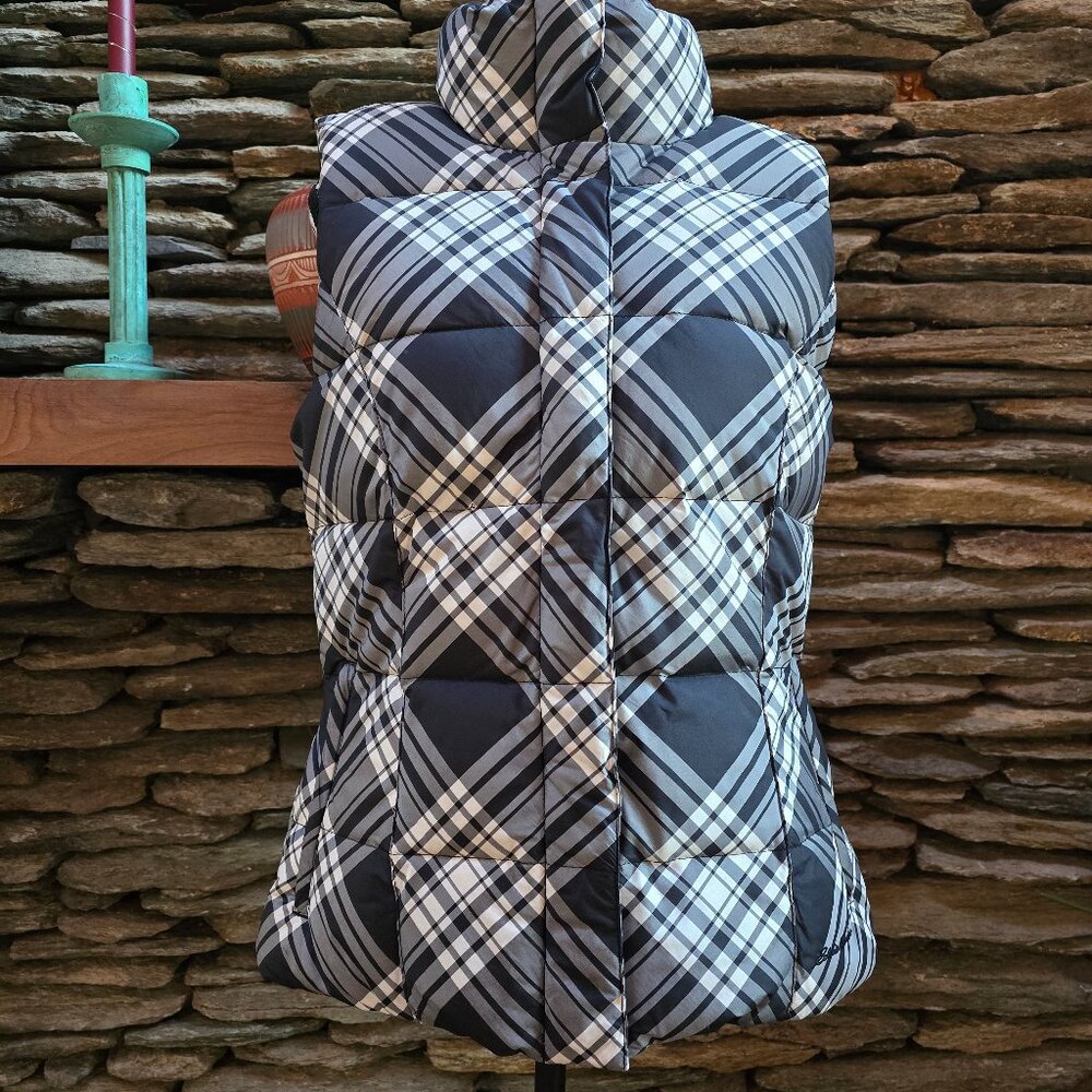 Size M - Eddie Bauer Black and White Patterned Goose Down Vest